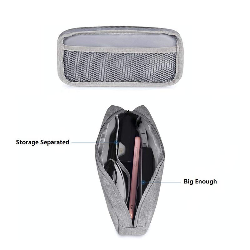 ERCRYSTO Universal Electronics/Accessories Soft Carrying Case Bag, Durable & Light-weight,Suitable for Out-going, Business, Travel and Cosmetics Kit (Big-Gray) - Image 3